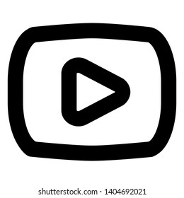 media playback button icon, with outline style vector