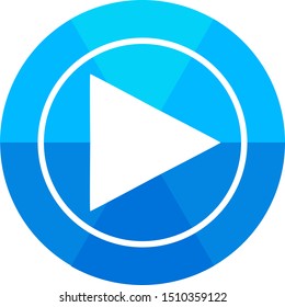 Media player app icon. Play button. Video or music. Smartphone customise android launcher. Trendy round design with a shade effect white background.