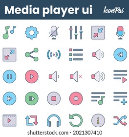 Aplicaciones de reproductor de medios e iconos de la web ui