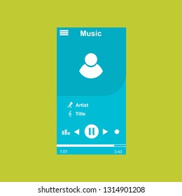 Media player application, app template with flat design style for smartphones, PC or tablets. Clean and modern - Vector