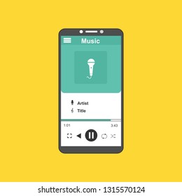 Media player application, app template with flat design style for smartphones, PC or tablets. Clean and modern - Vector