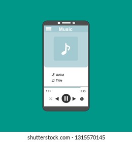 Media player application, app template with flat design style for smartphones, PC or tablets. Clean and modern - Vector