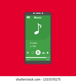Media player application, app template with flat design style for smartphones, PC or tablets. Clean and modern - Vector