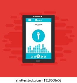 Media player application, app template with flat design style for smartphones, PC or tablets. Clean and modern - Vector