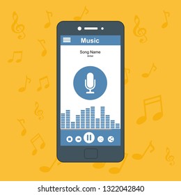 Media player application, app template with flat design style for smartphones, PC or tablets. Clean and modern - Vector