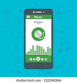 Media player application, app template with flat design style for smartphones, PC or tablets. Clean and modern - Vector