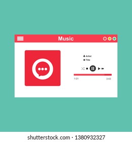 Media player application, app template with flat design style for smartphones, PC or tablets. Clean and modern - Vector