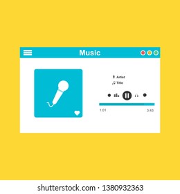 Media player application, app template with flat design style for smartphones, PC or tablets. Clean and modern - Vector