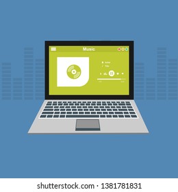 Media player application, app template with flat design style for smartphones, PC or laptop. Clean and modern - Vector