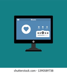 Media player application, app template with flat design style for smartphones, PC or tablets. Clean and modern - Vector
