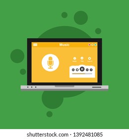 Media player application, app template with flat design style for smartphones, PC or tablets. Clean and modern - Vector