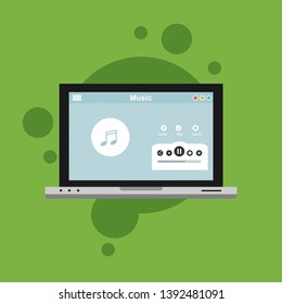 Media player application, app template with flat design style for smartphones, PC or tablets. Clean and modern - Vector