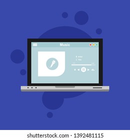 Media player application, app template with flat design style for smartphones, PC or tablets. Clean and modern - Vector