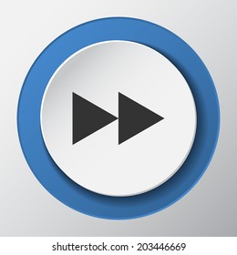 Media Player arrow paper icon with shadow. Vector illustrations.