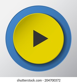 Media Player arrow paper icon with shadow. Vector illustrations.