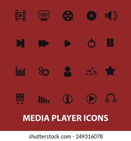 media player, audio editor, interface icons, signs, illustrations set, vector