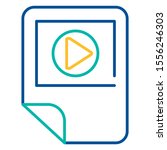 Media player blue and yellow linear icon. Video files folder color thin line pictogram