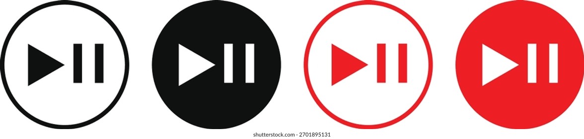 media player button icon. play and pause buttons icon. Social media elements. Digital player monochrome progress bar for music