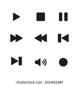 Media player button icon set flat design vector template.