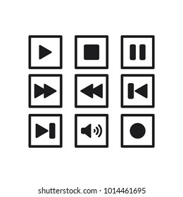 Media player button icon set flat design vector template.