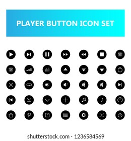 Media Player Button icon set in pixel perfect. Glyph or solid icons style 