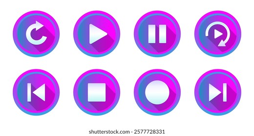 Media player button icon set