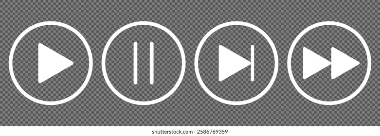 Media player button icon set. Vector