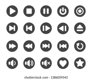 media player button icon set,vector and illustration