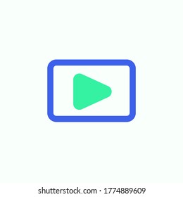 Media player button icon vector, filled flat sign, Play button square bicolor pictogram, green and blue colors. Symbol, logo illustration