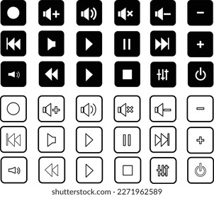 Media player button icons. Play and pause buttons. Video player icon symbol