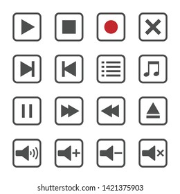 Media player button icons set