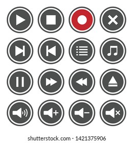 Media player button icons set