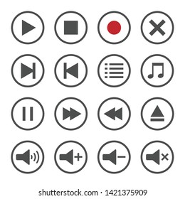 Media player button icons set