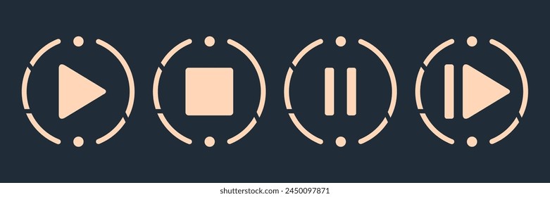 Conjunto de iconos de Botón del reproductor multimedia. reproducir y pausar Botón Video Botones, Ilustración vectorial