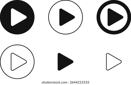 Media player button icons set. start button icon, play button icon, vector, icon set collection.