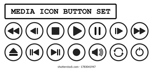 Media player button icons vector set.