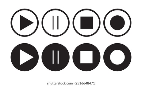 iconos de Botón de reproductor multimedia.Reproducir y pausar Botón Video, reproductor de audio, reproductor de Botón conjunto icono, reproducir y pausar Botón de Vector.Ilustración vectorial eps 