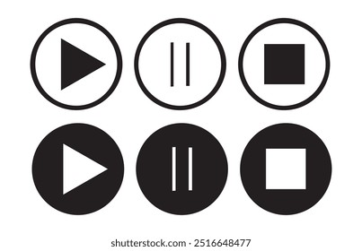 iconos de Botón de reproductor multimedia.Reproducir y pausar Botón Video, reproductor de audio, reproductor de Botón conjunto icono, reproducir y pausar Botón de Vector.Ilustración vectorial eps 