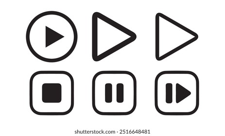 iconos de Botón de reproductor multimedia.Reproducir y pausar Botón Video, reproductor de audio, reproductor de Botón conjunto icono, reproducir y pausar Botón de Vector.Ilustración vectorial eps 