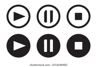 iconos de Botón de reproductor multimedia.Reproducir y pausar Botón Video, reproductor de audio, reproductor de Botón conjunto icono, reproducir y pausar Botón de Vector.Ilustración vectorial eps 