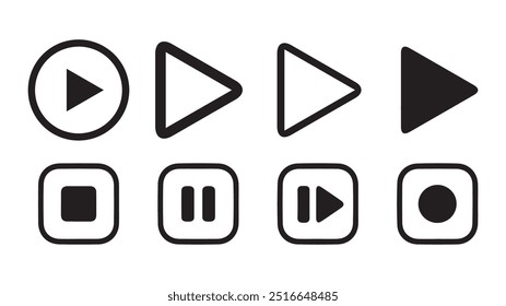 iconos de Botón de reproductor multimedia.Reproducir y pausar Botón Video, reproductor de audio, reproductor de Botón conjunto icono, reproducir y pausar Botón de Vector.Ilustración vectorial eps 