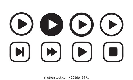 iconos de Botón de reproductor multimedia.Reproducir y pausar Botón Video, reproductor de audio, reproductor de Botón conjunto icono, reproducir y pausar Botón de Vector.Ilustración vectorial eps 