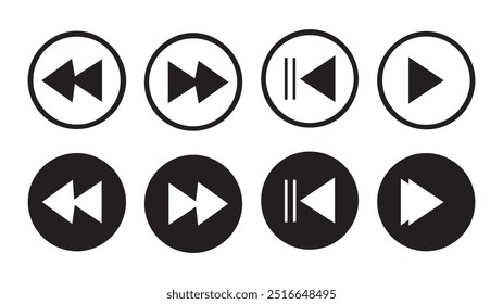 botão ícones do media player.Botões de reprodução e pausa,player de áudio de vídeo,símbolo ícone de conjunto de botões do player,botão de vetor de reprodução e pausa.eps Ilustração de vetor 