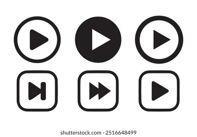 iconos de Botón de reproductor multimedia.Reproducir y pausar Botón Video, reproductor de audio, reproductor de Botón conjunto icono, reproducir y pausar Botón de Vector.Ilustración vectorial eps 