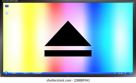 Media Player Button on the screen monitor. Made vector illustration