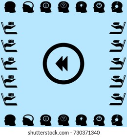 Media player button rewind vector icon
