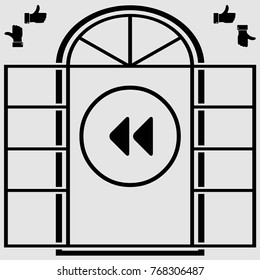 Media player button rewind vector icon