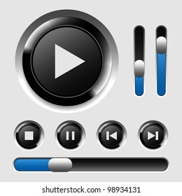 Media player button set, eps10