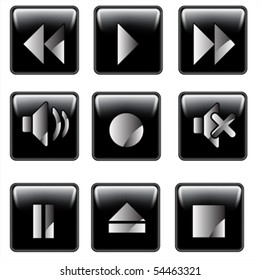 Media player button set vector