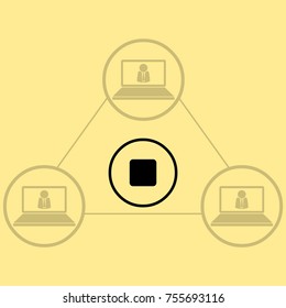 Media player button stop vector icon